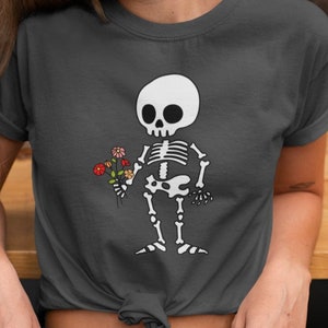 Boho Skeleton with Flowers for Fall Shirt | Cute Skeleton Shirt | Fall Skeleton Shirt | Bohemian Halloween | Boho Halloween