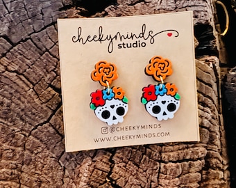 Day of the Dead Stud Hanging Earrings Set | Dia De Los Muertos Earrings | Day of the Dead Earrings Set | Kawaii Earrings Hanging | Calavera