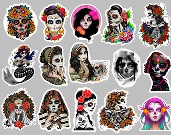 Dia de los Muertos Stickers, Dia de los Muertos, Day of the Dead Stickers, Day of the Dead, Catrina Stickers, Mexican Sticker, Vinyl sticker