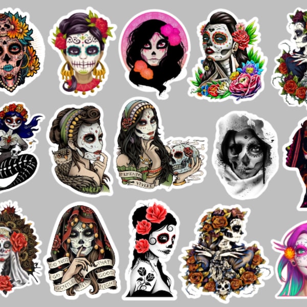 Dia de los Muertos Stickers, Dia de los Muertos, Day of the Dead Stickers, Day of the Dead, Catrina Stickers, Mexican Sticker, Vinyl sticker