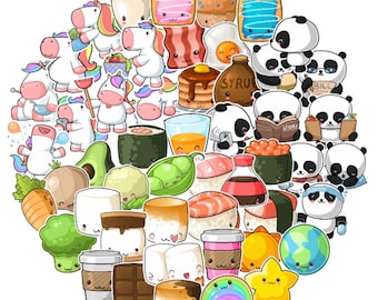 50 pack Kawaii sticker pack, Kawaii matte stickers, Cute kawaii stickers, Kawaii decor, Kawaii sticker vinyl, Cute sticker pack