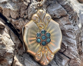Antique Victorian gold filled locket with blue paste stones
