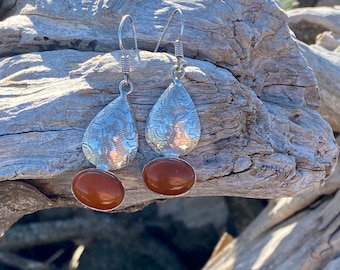 Vintage silver and carnelian earrings