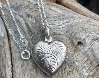 médaillon coeur vintage en argent sterling