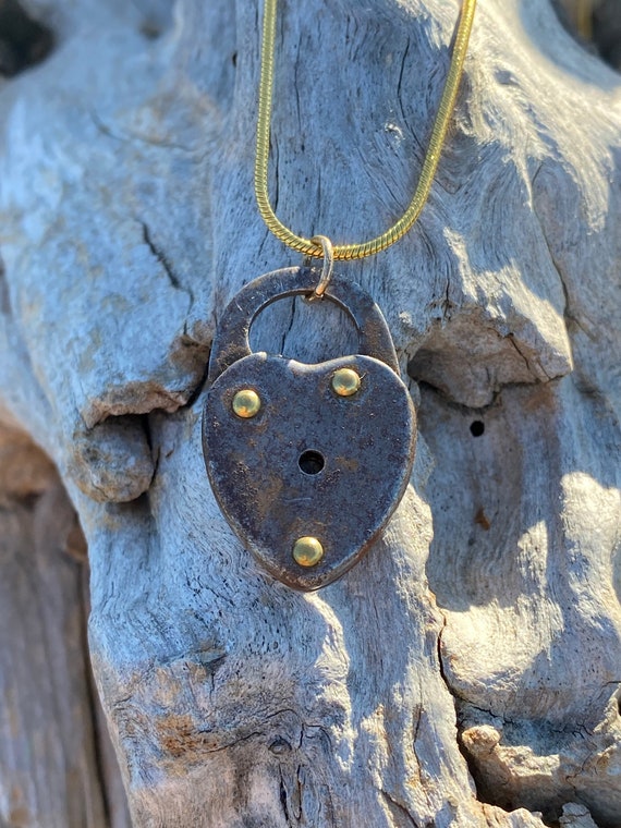 Antique Victorian gold filled heart padlock penda… - image 5