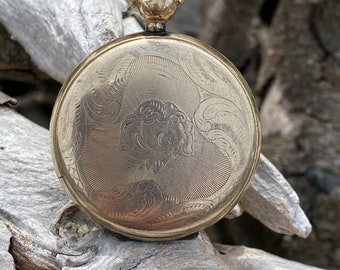 Antique Victorian gold filled mourning pocket watch locket