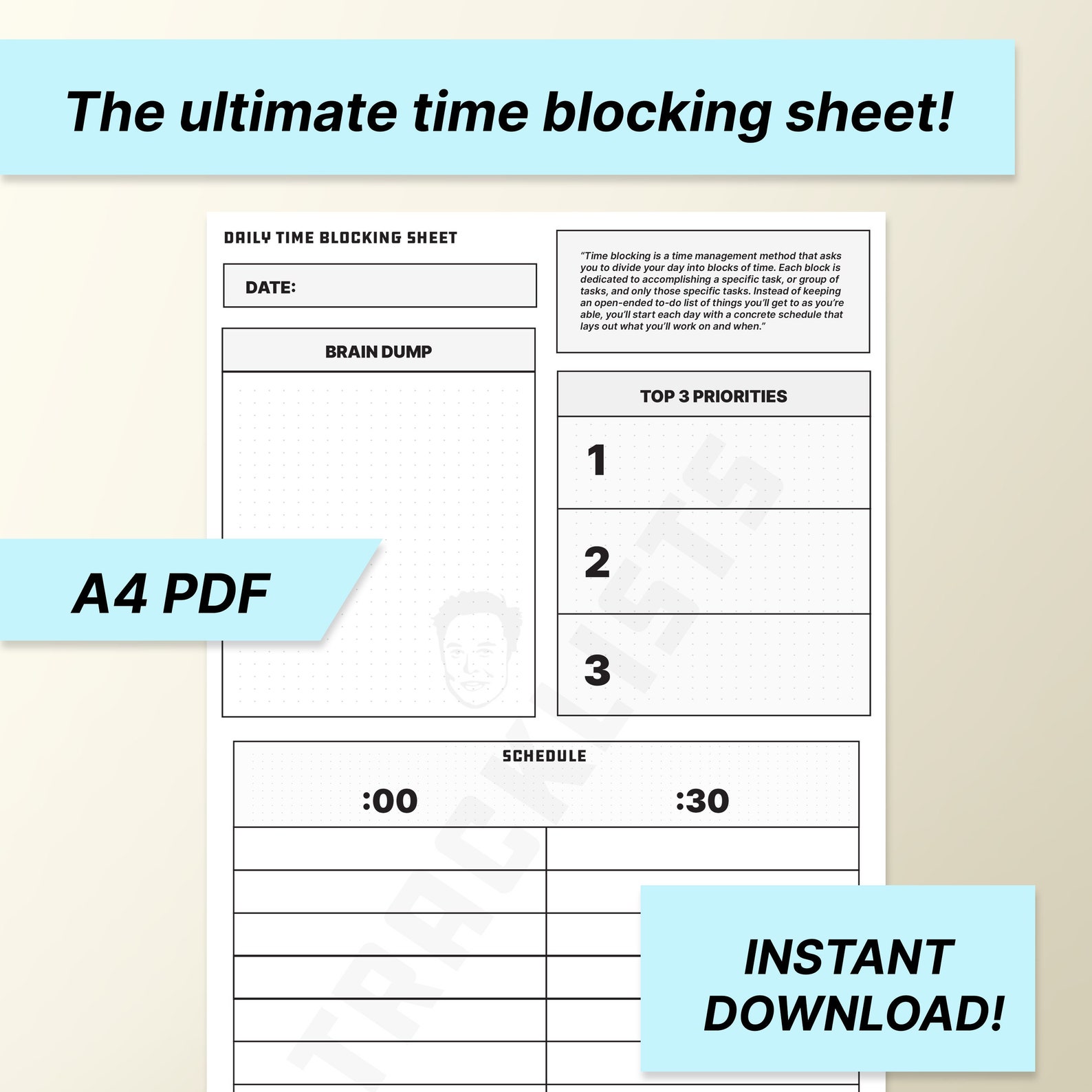Elon Musk Time Blocking Printable Sheet 10 Hours per Sheet - Etsy New ...