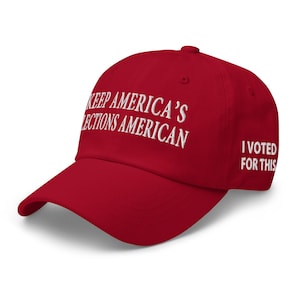 Red Republican Hat: Keep American Elections American - pro-Trump, pro-patriot hat - RAF COLLECTION