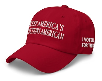 Red Political Hat: Keep America's Elections American, Pro-Trump cap - RAF COLLECTION