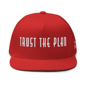 Flat Bill Cap, cotton red hat: Trust the plan - trust Trump - RAF COLLECTION