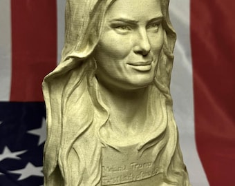 3D Printed Melania Trump Bust, Sculpture, Statue: Sandstone Color Souvenir