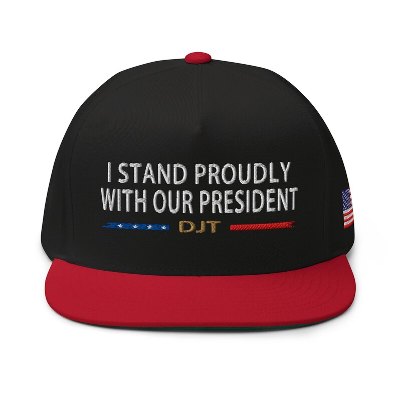 Hat: I stand proudly with US President, black, red pro-Trump hat, Republican hat - RAF COLLECTION