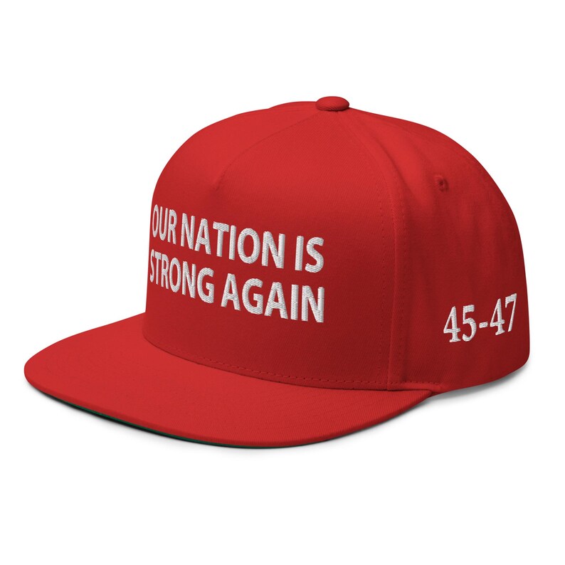 Pro-Trump hat, cap: Our nation is strong again - RAF COLLECTION