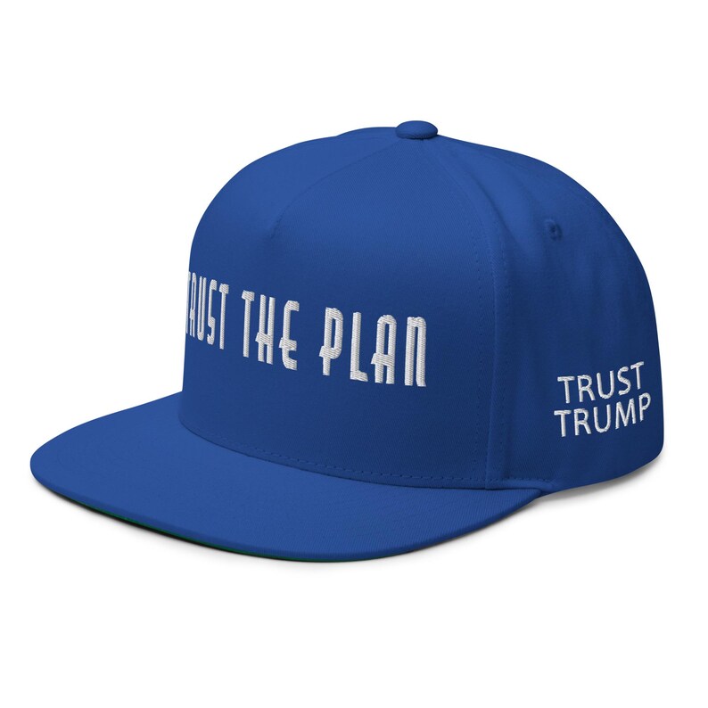 Flat Bill Cap, cotton red hat: Trust the plan - trust Trump - RAF COLLECTION
