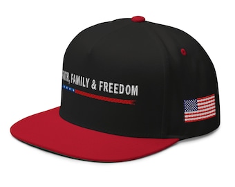 Cotton pro-Trump, pro-Charlie Kirk and pro-Turning Point hat, cap: Faith, Family & Freedom - RAF COLLECTION