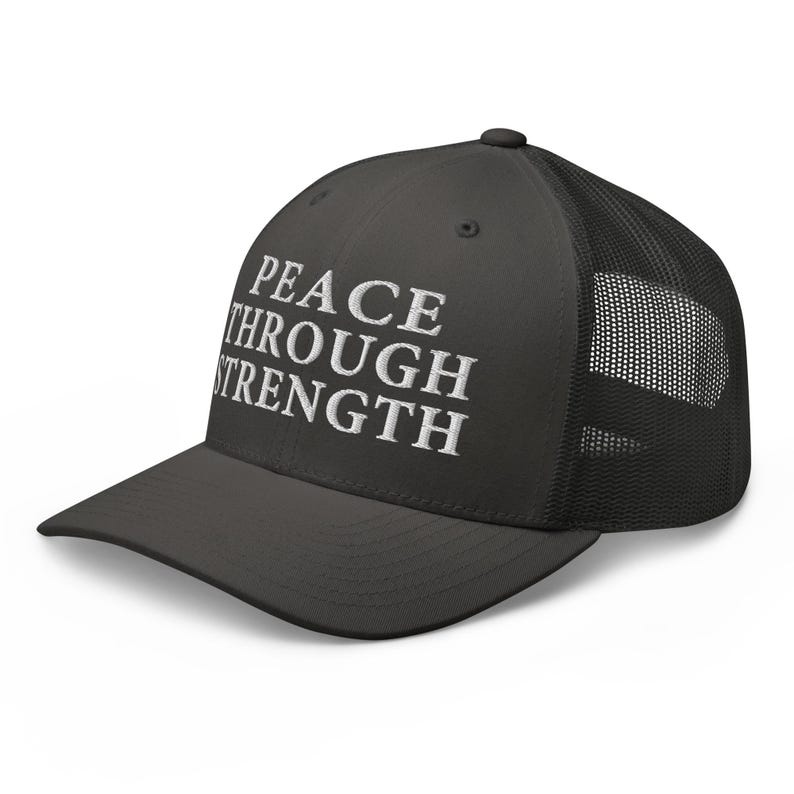 Trucker hat: Peace through strength, pro-Trump USA patriotic cap - RAF COLLECTION