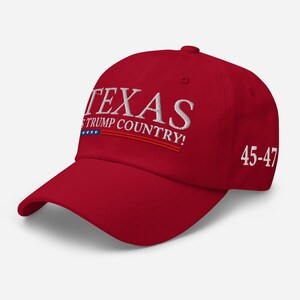 Texas is Trump Country! Red cotton hat for President supporter - RAF COLLECTION