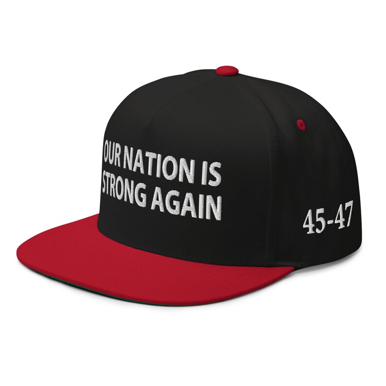 Pro-Trump hat, cap: Our nation is strong again - RAF COLLECTION