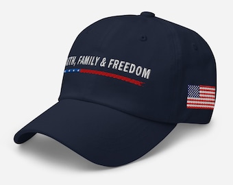 Pro-Trump, pro-Charlie Kirk and pro-Turning Point hat: Faith, Family & Freedom - RAF COLLECTION