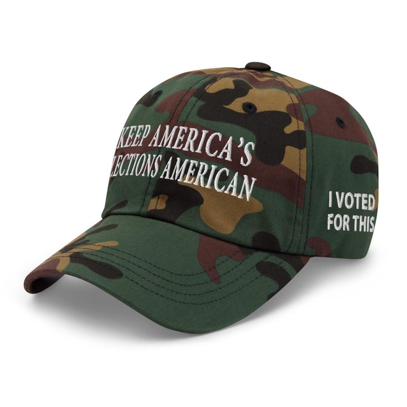 Red Republican Hat: Keep American Elections American - pro-Trump, pro-patriot hat - RAF COLLECTION