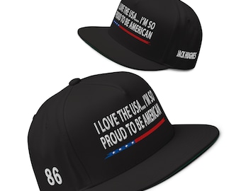 For Jack Hughes 86 Fan - Cap, I Love USA Proud American Snapback Hat - RAF COLLECTION