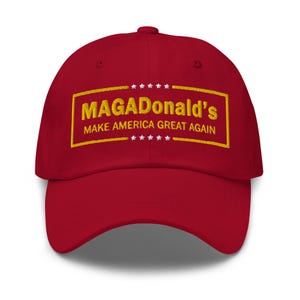 MAGADonald&#39;s BigMAGA cap - funny cap of President Trump supporters hat - RAF COLLECTION