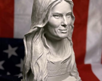 3D Printed Melania Trump Bust, Sculpture: Beige Limestone Color Souvenir