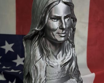 Melania Trump Bust, Statue: 3D Printed Silver Souvenir