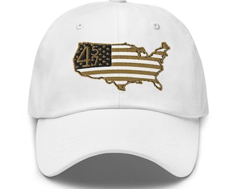 Embroidered 47th President Hat: White Cotton Twill Cap - RAF COLLECTION