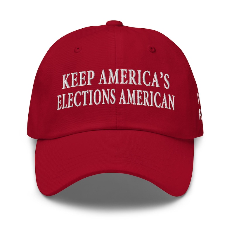 Red Republican Hat: Keep American Elections American - pro-Trump, pro-patriot hat - RAF COLLECTION