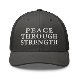 Trucker hat: Peace through strength, pro-Trump USA patriotic cap - RAF COLLECTION