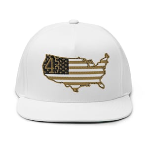 White 45 47 hat for supporters of US President Trump with flag, embroidery hat - RAF COLLECTION