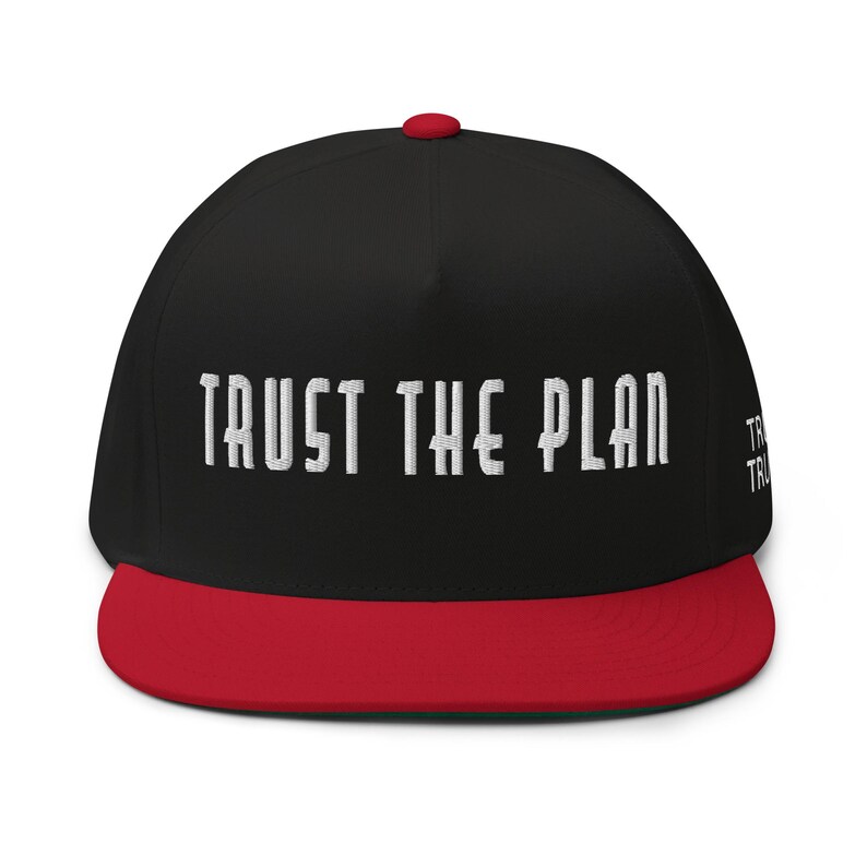 Flat Bill Cap, cotton red hat: Trust the plan - trust Trump - RAF COLLECTION