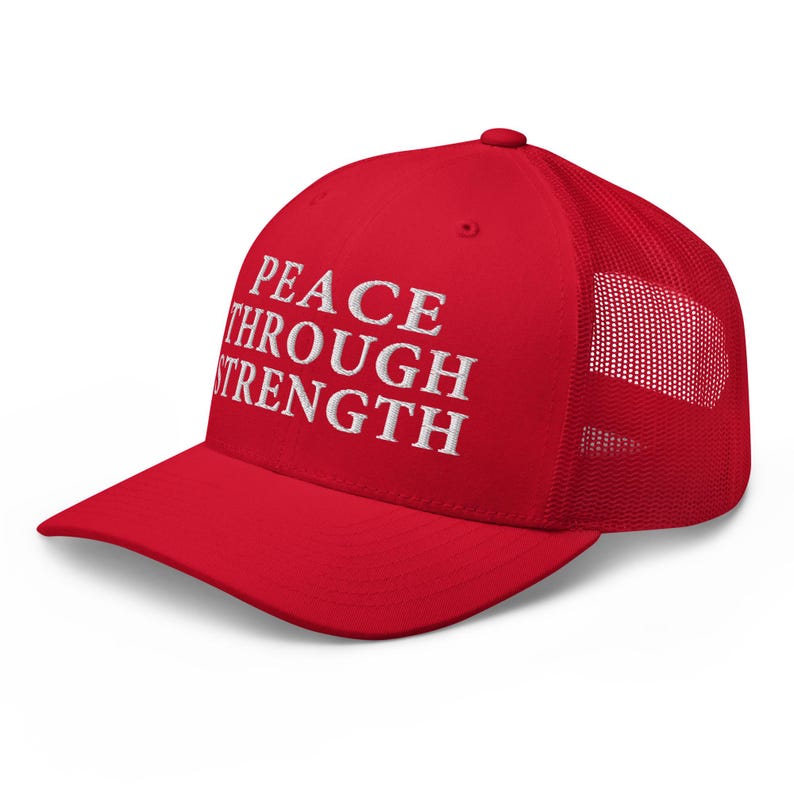 Trucker hat: Peace through strength, pro-Trump USA patriotic cap - RAF COLLECTION