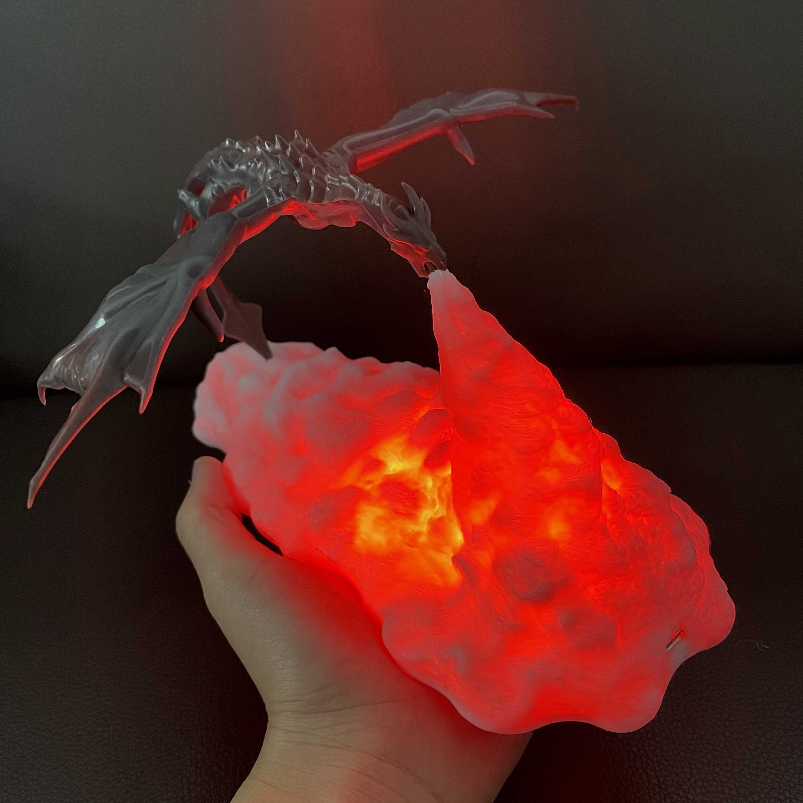 3d Printed Fire Breathing Dragon Night Lamp Room Decor For Kids Volcano
