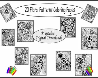 Páginas para colorear de patrones de flores imprimibles - Páginas para colorear - Página para colorear floral