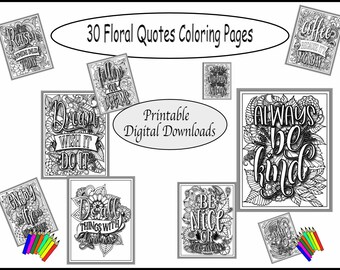 Citas imprimibles con fondo floral - Páginas para colorear de citas