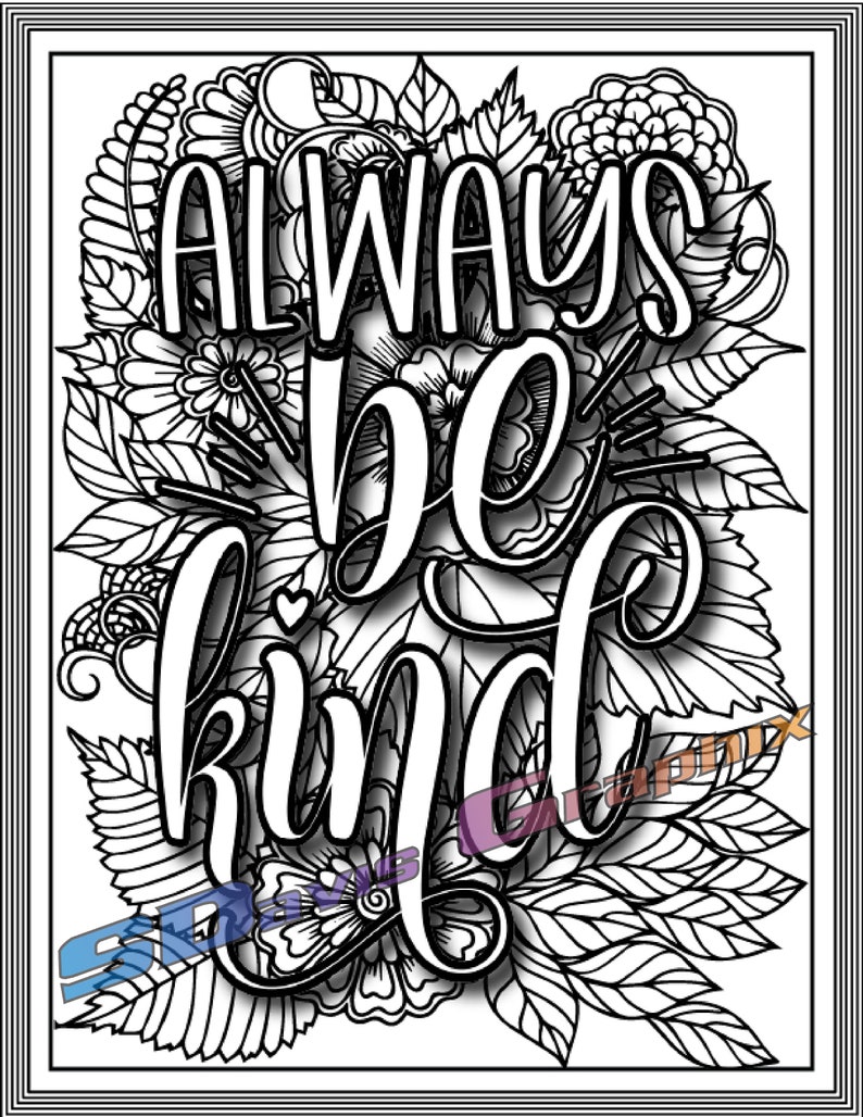 Printable Quotes With Floral Background - Quotes Coloring Pages - Etsy