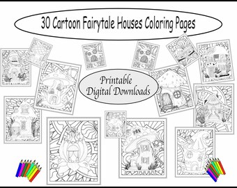 Páginas para colorear para niños-Descargas de páginas para colorear-30 casas de hadas locas - Páginas de actividades digitales