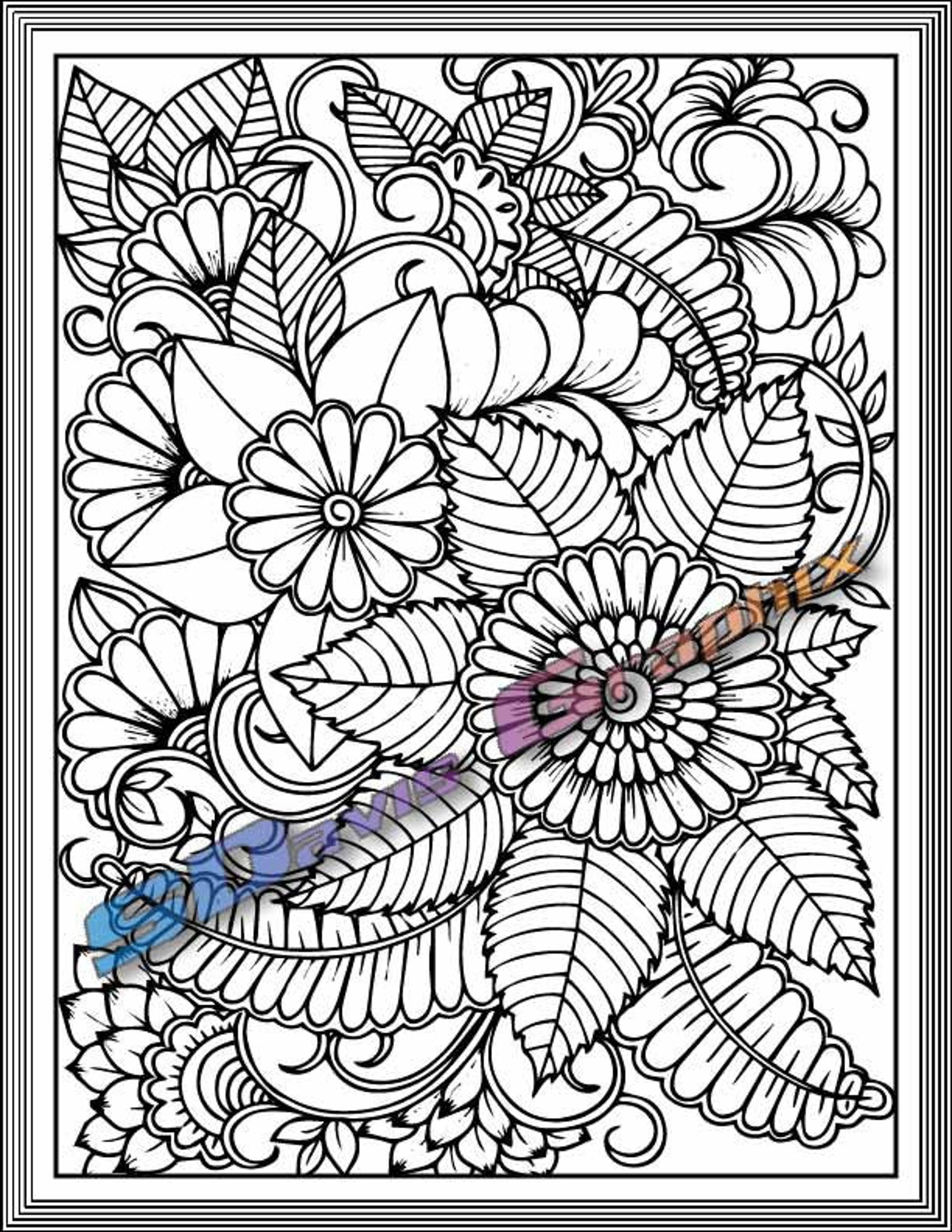 Printable Flower Pattern Coloring Pages - 30 Floral Coloring Pages ...