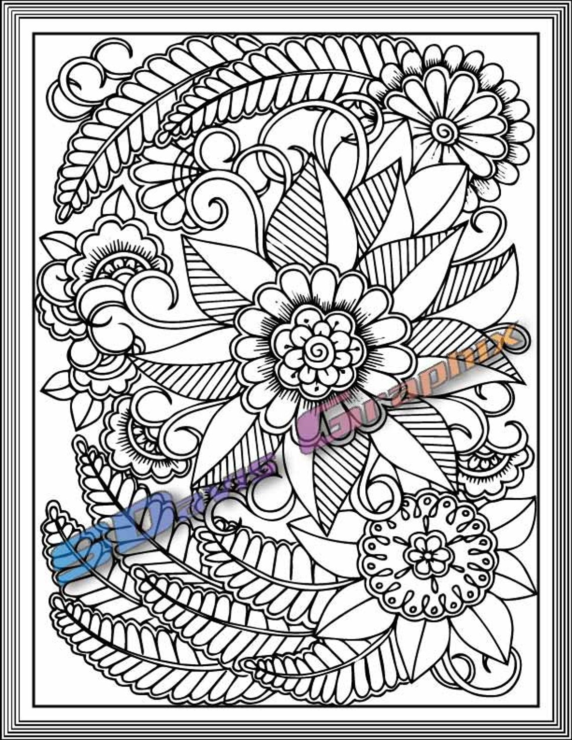 Printable Flower Pattern Coloring Pages 30 Floral Coloring Pages Floral ...