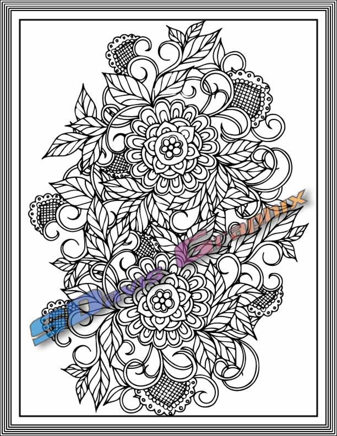 Printable Flower Pattern Coloring Pages 30 Floral Coloring Pages Floral ...