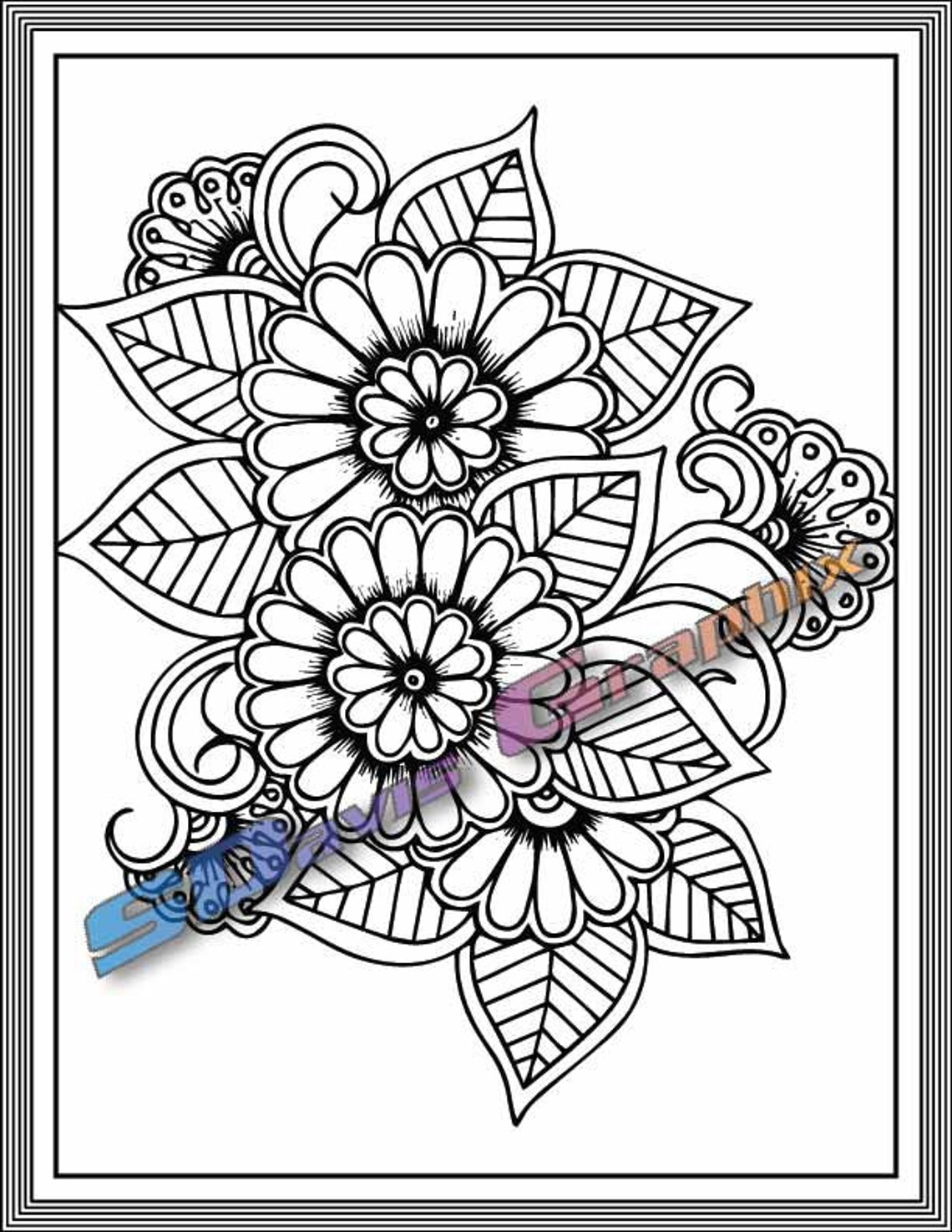 Printable Flower Pattern Coloring Pages 30 Floral Coloring Pages Floral ...