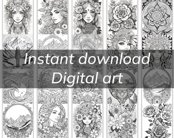 20 páginas para colorear de serenidad - dibujo de arte digital de arte lineal