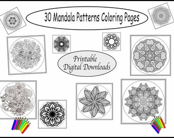 Patrones de mandala imprimibles - Páginas para colorear de mandala - 30 páginas de mandala