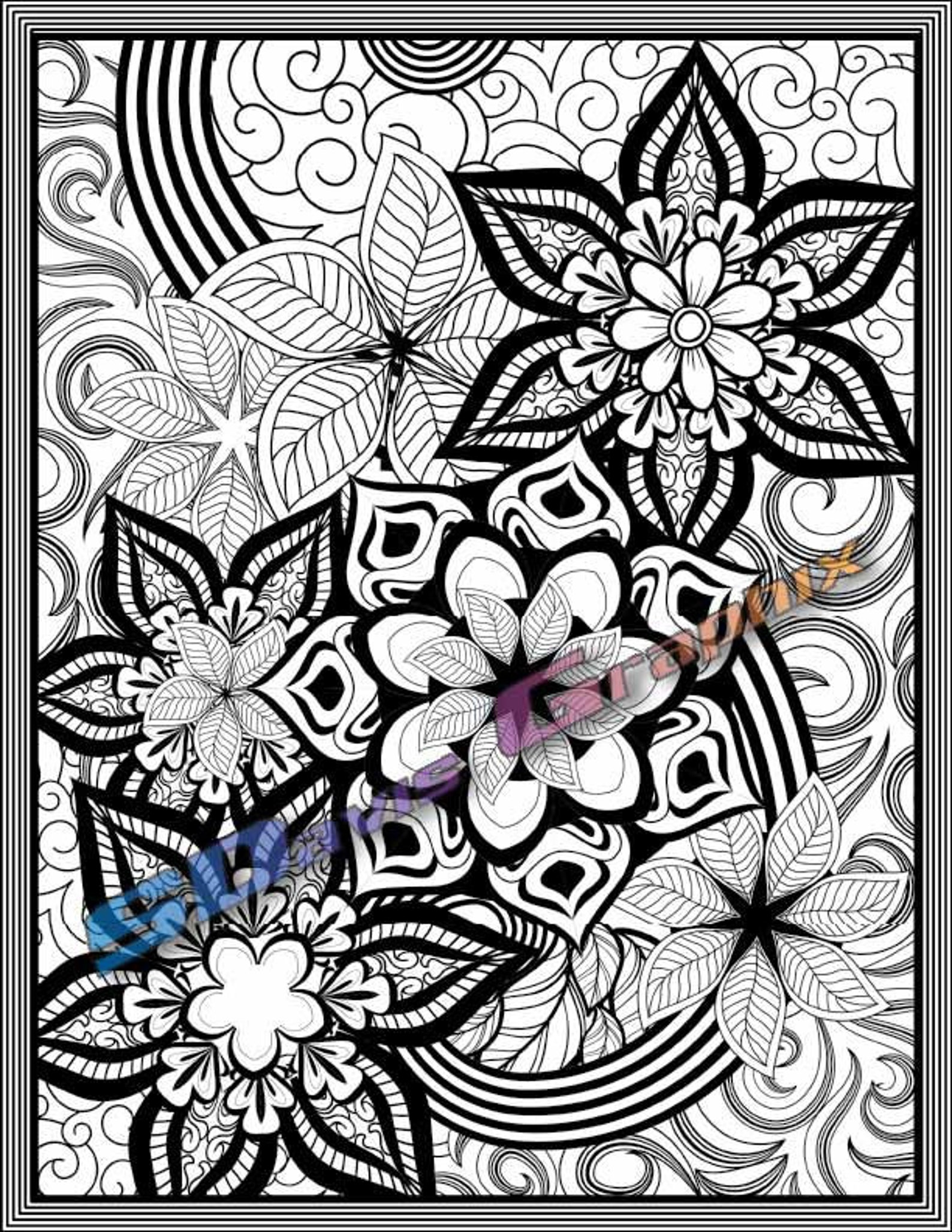 Printable Flower Pattern Coloring Pages - Coloring Pages - Floral ...