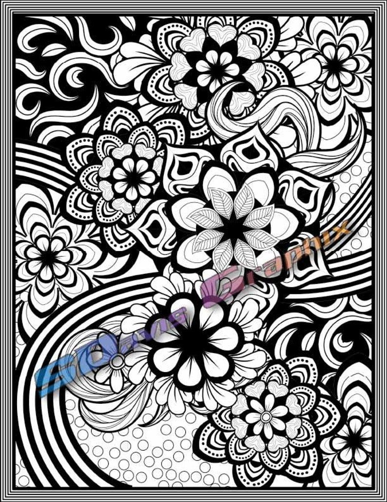 Printable Flower Pattern Coloring Pages - Coloring Pages - Floral ...