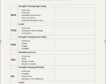 Weekly workout Planner