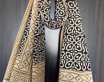Indian Block Print Cotton Sarong: Beach Wrap Scarf (44x72 Inc)