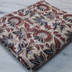 Hand Block Print Cotton Fabric: Floral Upholstery Fabric by the Metre